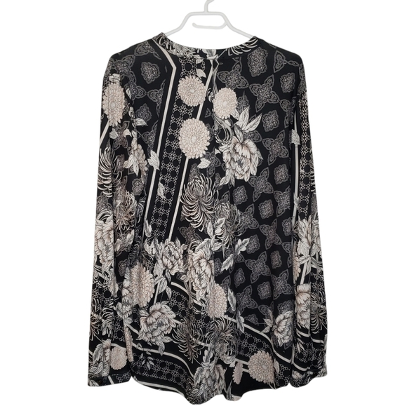 Point Zero Floral 1/4 Zip Long Sleeve Top Pullover Neutral Women's Size XL - Picture 4 of 14